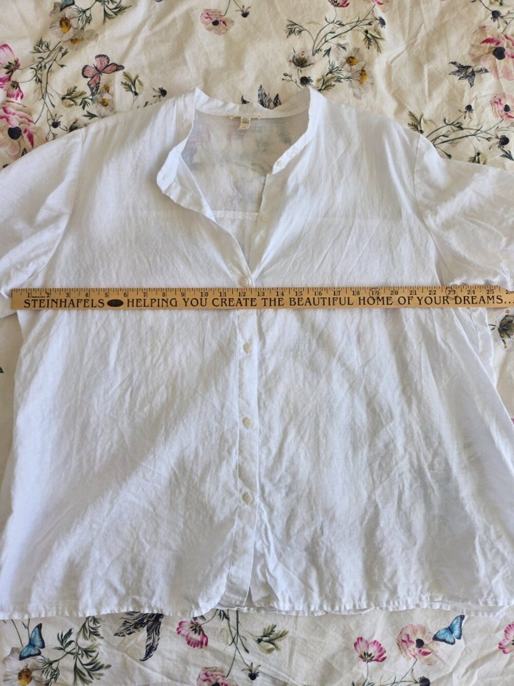 Eileen Fisher Organic Handkerchief Linen Band Collar Shirt - Picture 5 of 5